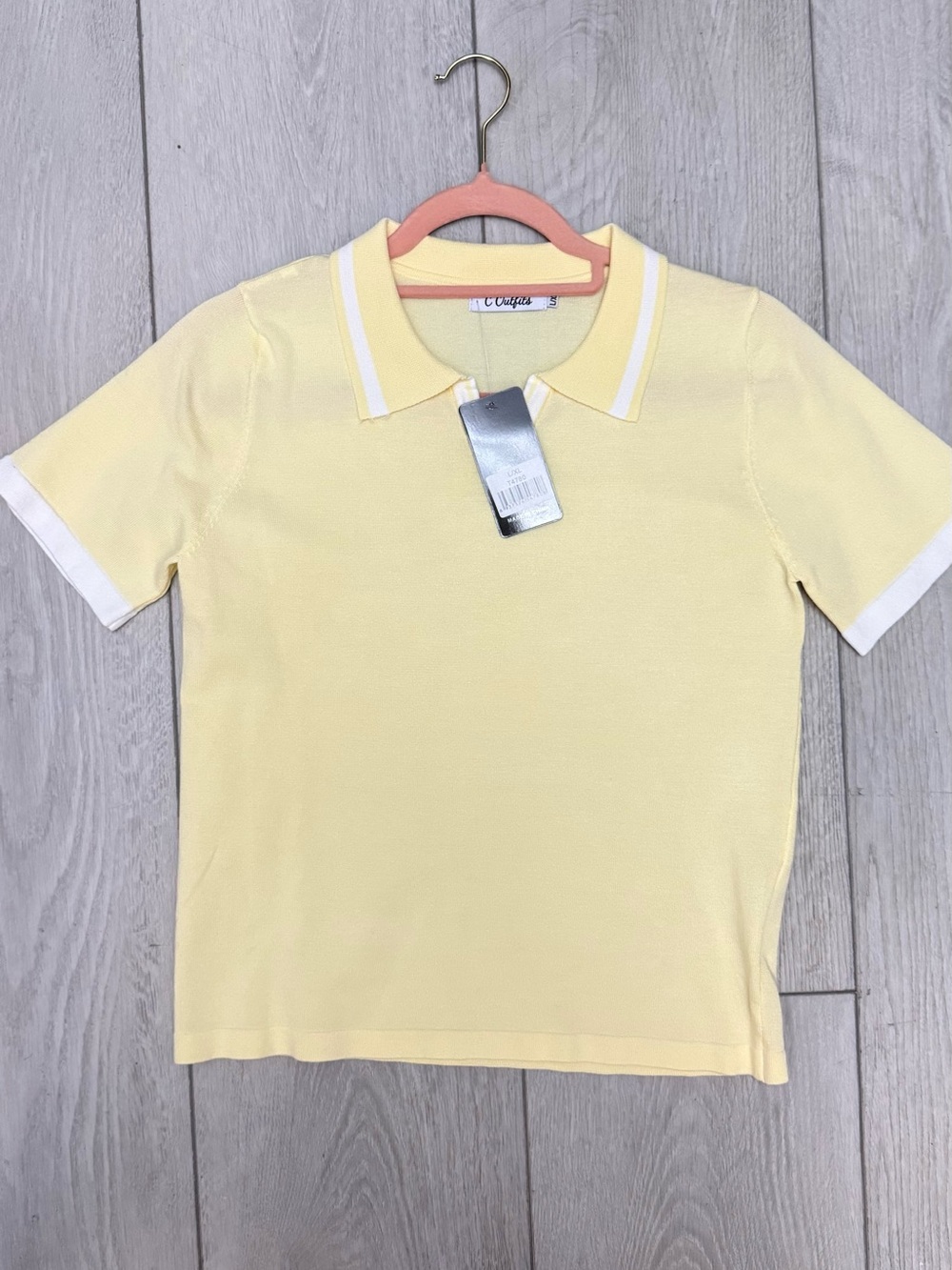 Pale Yellow Polo with White Trim